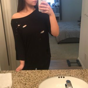 SOLD Black Ripped Top!